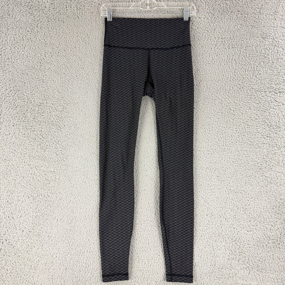 Lululemon Leggings Womens 6 Black White Space Dye High Rise Mesh Panel Yoga Pant
